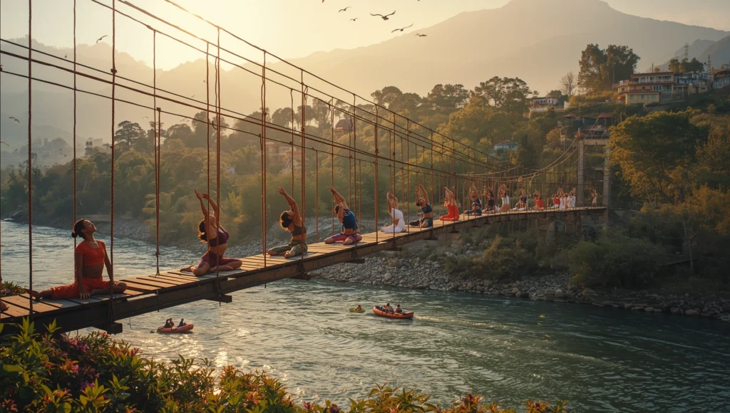 Rishikesh view of Laxman Jhula bridge